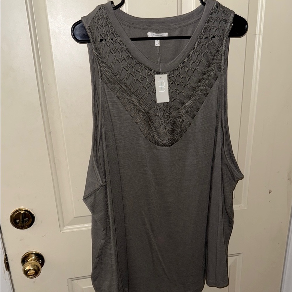 Maurices Gray Embellished Sleeveless Tank Top
